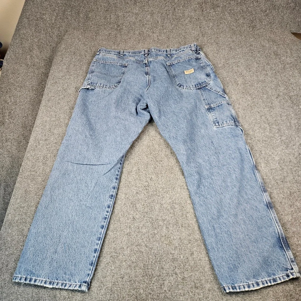 Wrangler Mens Carpenter Jeans 42x32 Light Wash Denim Utility Work Pants 94LSWDV